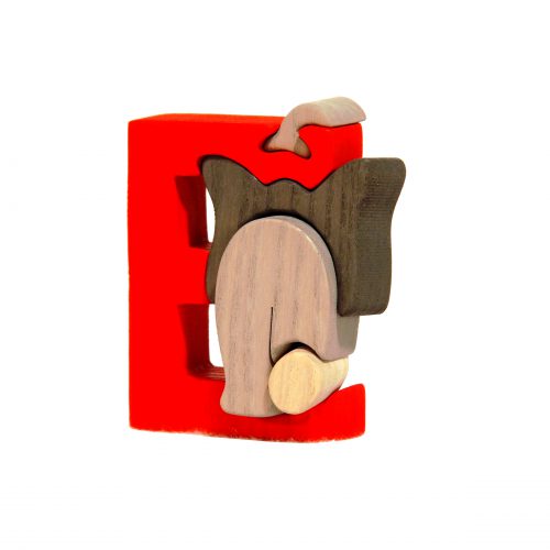 Litera E - puzzle din lemn-0