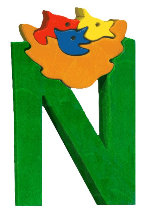 Litera N - puzzle din lemn-0